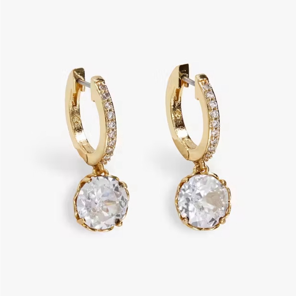 Kate Spade That Sparkle Pave Gold Huggie Hoop Earrings with Crystals